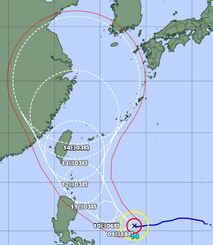 台風14号の経路図（気象庁HPから）