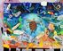 学生らが海洋ごみを集めて作ったアート作品「未来へ」＝４月２２日、名護市嘉陽