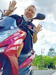 バイクで全国を回り、各地のがん患者と対談した橋本さん。その様子は動画にまとめ、ユーチューブで配信した＝２０２０年（提供）